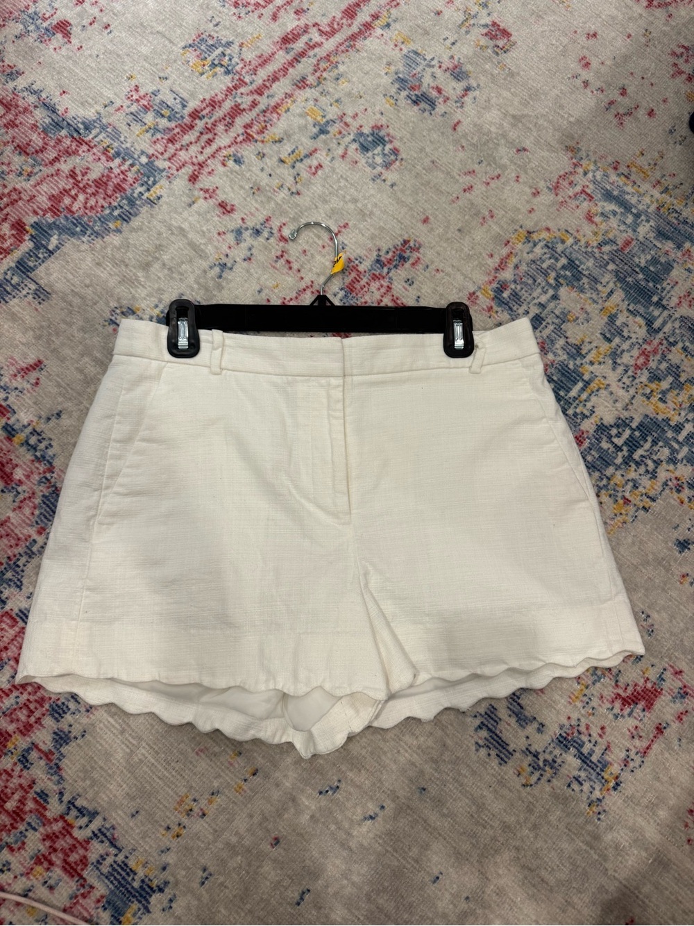 J. Crew Cream Scalloped Hem High-Waist Shorts